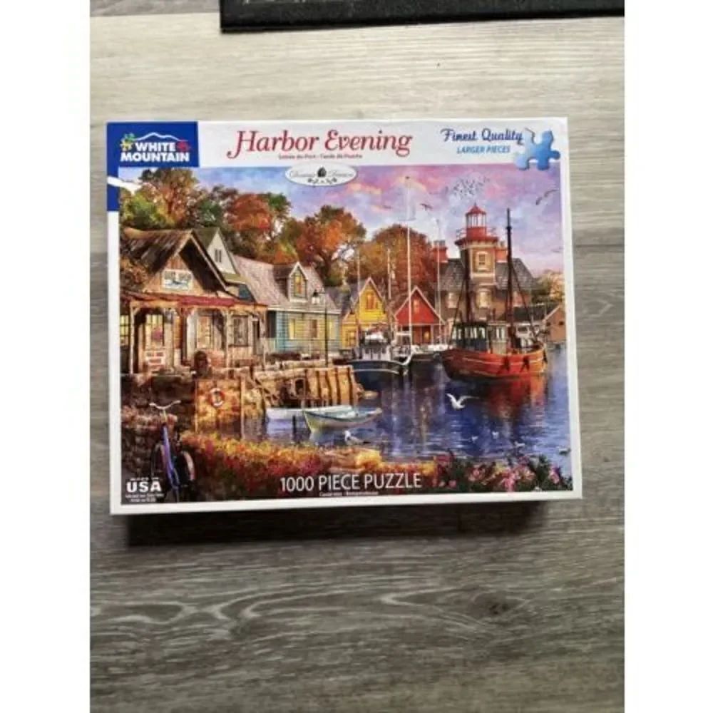 White Mountain Puzzle~ "HARBOR EVENING" 1000 Piece Puzzle~Dominic Davison